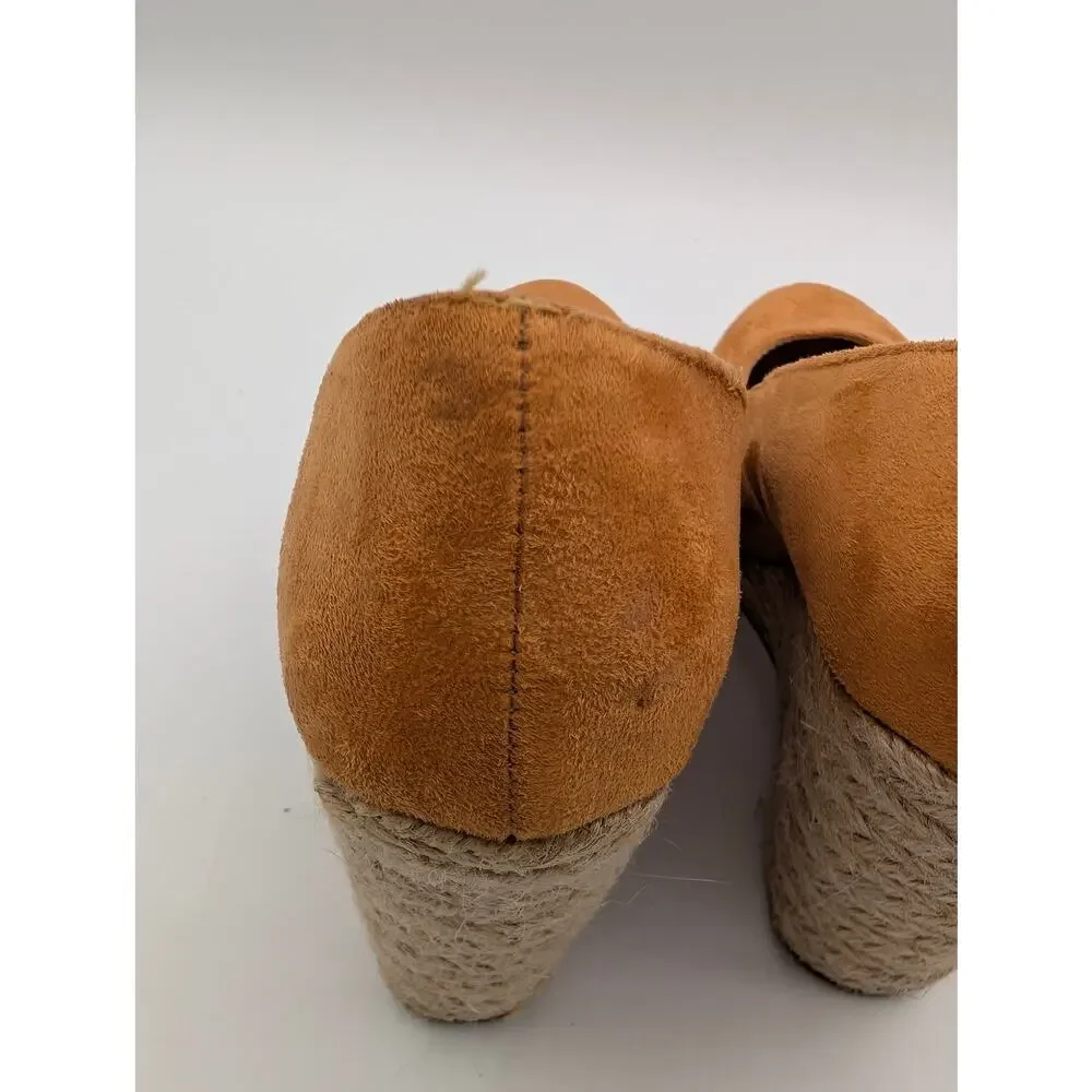 Kayleen Los Angeles Tan Suede Espadrille Wedge Heels - Size 5.5